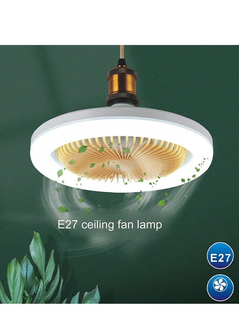 Loquat LED Fan Lamp Intelligent Ceiling Fan Electric Fan with LED Bulb E27 Mount Socket Bedroom Decor for Room Nursery Office Wide Voltage - Image 4