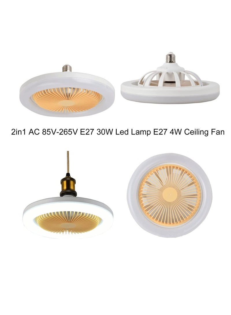 Loquat LED Fan Lamp Intelligent Ceiling Fan Electric Fan with LED Bulb E27 Mount Socket Bedroom Decor for Room Nursery Office Wide Voltage - Image 2