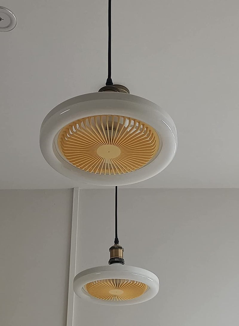 Loquat LED Fan Lamp Intelligent Ceiling Fan Electric Fan with LED Bulb E27 Mount Socket Bedroom Decor for Room Nursery Office Wide Voltage - Image 3