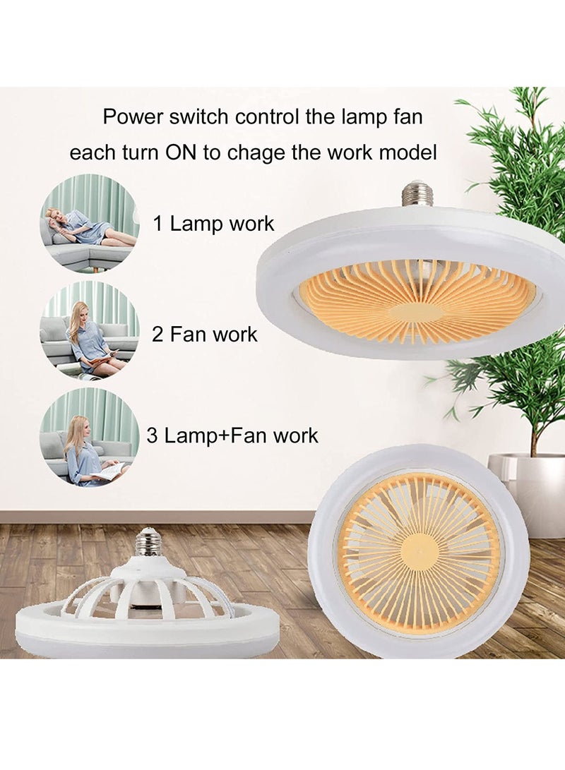 Loquat LED Fan Lamp Intelligent Ceiling Fan Electric Fan with LED Bulb E27 Mount Socket Bedroom Decor for Room Nursery Office Wide Voltage - Image 5