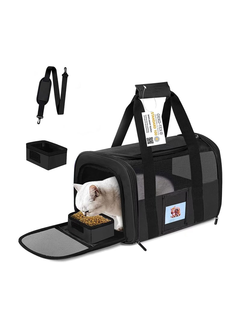 KASTWAVE Pet Protable Travel Carrier Bag, Soft Sided Cat Carriers for Cats Under 25 lbs, Collapsible Breathable Travel Dog Carrier, 20"x13"x13", TSA Airline Approved Cat Carrier for Dog Cat (Black) - Image 1