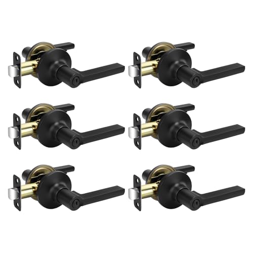 Haidms Black Door Handles Interior, Privacy Matte Black Interior Door Handles for Bedroom Bathroom, Door Levers Right&Left Handing, 6 Pack - Image 1
