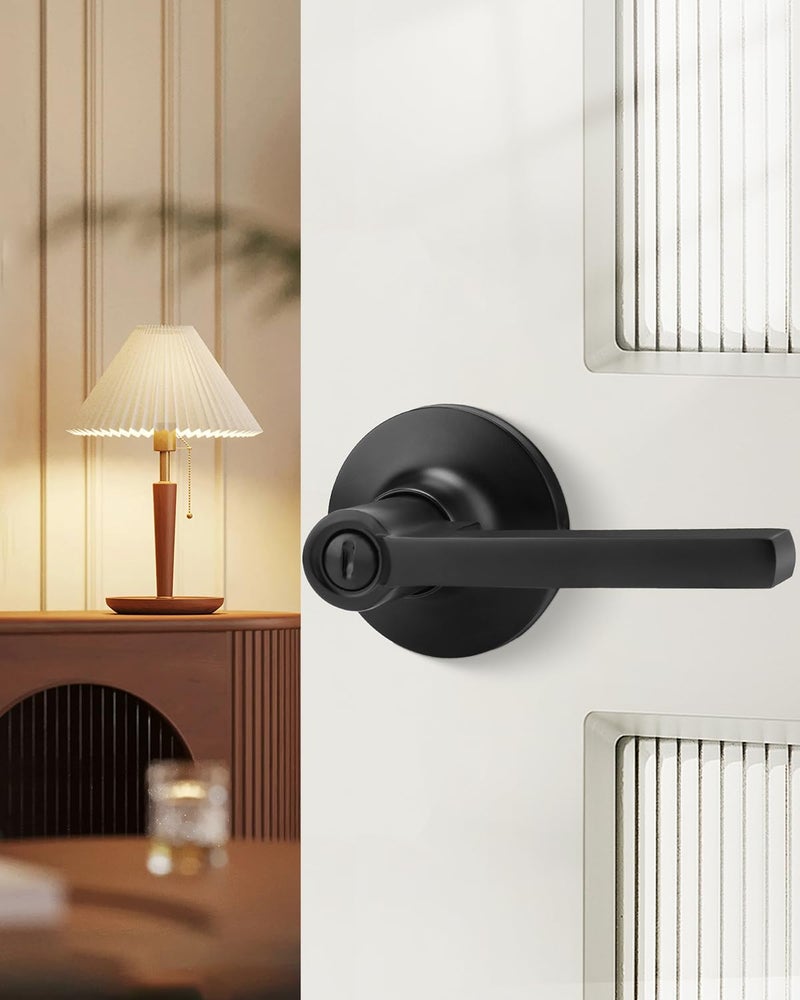 Haidms Black Door Handles Interior, Privacy Matte Black Interior Door Handles for Bedroom Bathroom, Door Levers Right&Left Handing, 6 Pack - Image 2