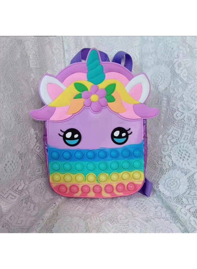 Bestseller Unicorn Backpack Mouse Exterminator Silicone Pressure Relief Children's Toy Bookbag Dual Shoulder Bag-Color:Purple  - Image 1