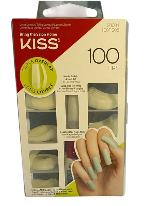 100PS08 100 Tips curve overlap long courbe  white