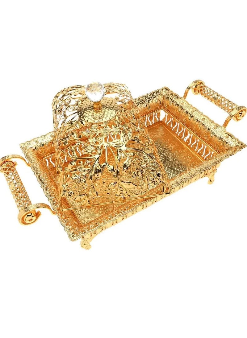 Abraj - Abraj Rectangle Tray with Lid (Gold) - Image 1