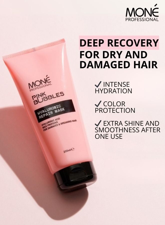 مون بروفيشنال قناع إصلاح الهيالورونيك-قناع مرطب وترميمي بحمض الهيالورونيك ، معطر برائحة الفانيليا الحلوة (الكريمة المخفوقة ، كاسترد الفانيليا ، الكستناء ، خشب الكشمير ، الفلفل الوردي) ، نتائج مرئية بعد الاستخدام الأول ، مناسب للشعر التالف والملون بشدة ، 200 مل - Image 2