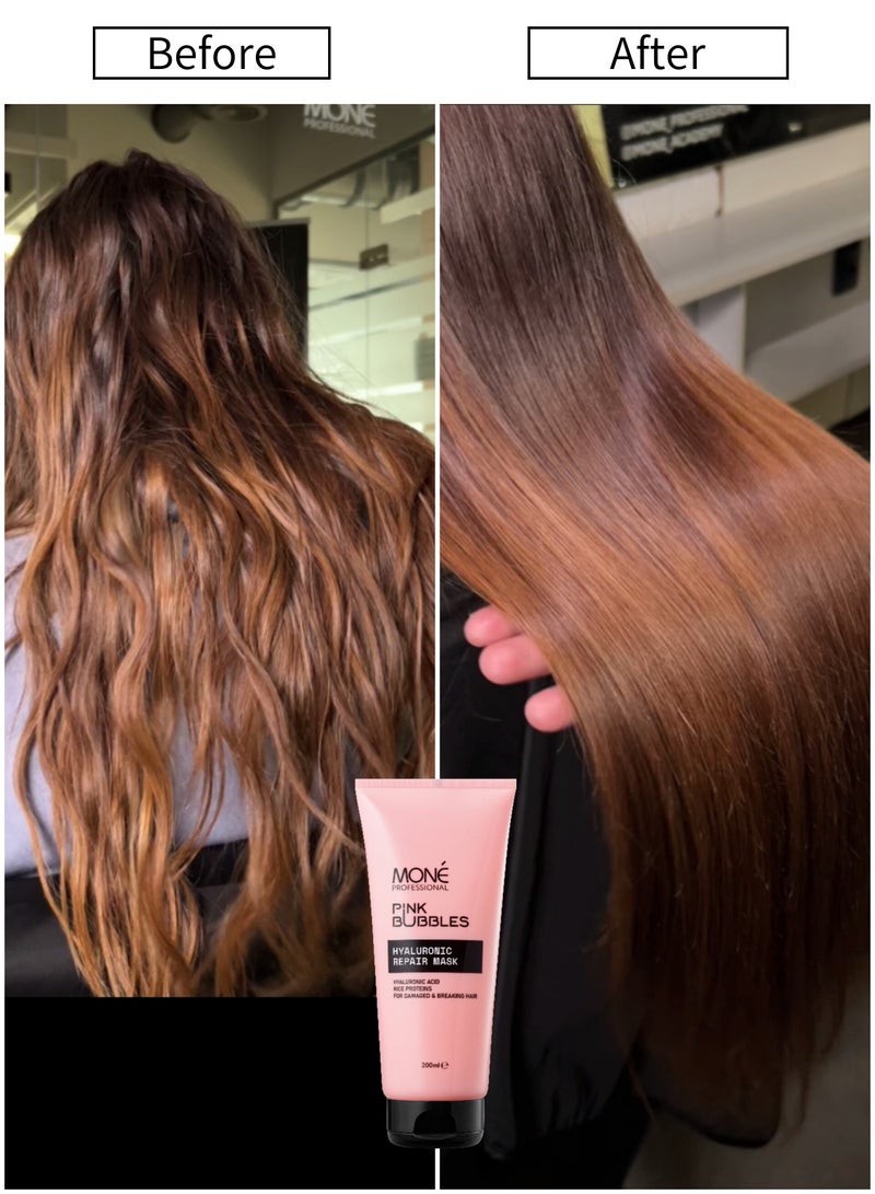 مون بروفيشنال قناع إصلاح الهيالورونيك-قناع مرطب وترميمي بحمض الهيالورونيك ، معطر برائحة الفانيليا الحلوة (الكريمة المخفوقة ، كاسترد الفانيليا ، الكستناء ، خشب الكشمير ، الفلفل الوردي) ، نتائج مرئية بعد الاستخدام الأول ، مناسب للشعر التالف والملون بشدة ، 200 مل - Image 3