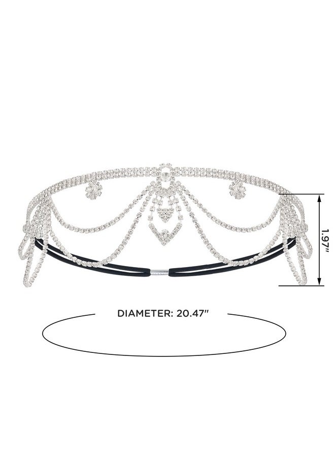 SWEETV Roaring 20S Crystal Rhinestone Head Chain Jewelry Silver Headpiece Hair Accessories For Women  - Image 5