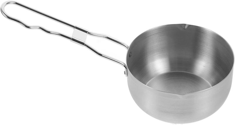 ABOOFAN Portable Small Saucepan with Spout, 430 Stainless Steel Mini Cooking Pot for Pouring Oil and Warming Sauce, Compact Pan with Handle for Outdoor and Home Use - Image 1