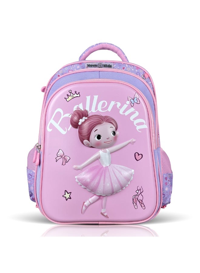 Nova kids حقيبة مدرسة نوفا كيدز 3D - باليرينا وردي، 16.5" - Image 1