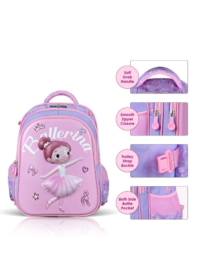Nova kids حقيبة مدرسة نوفا كيدز 3D - باليرينا وردي، 16.5" - Image 5