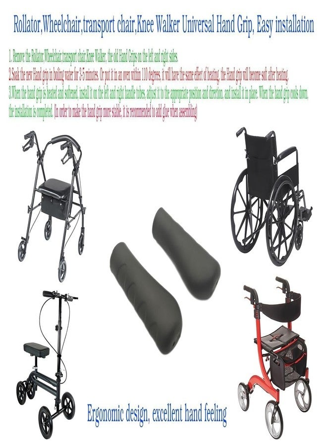 ForconMed Rollator Hand Grip,Wheelchair Hand Grip,Transport Chair Hand Grip,Knee Walker Hand Grip.Universal Replacement Parts,Ergonomic Design Makes,Surface Anti-Slip Texture,Excellent Comfort(1Pr,Black) - Image 4