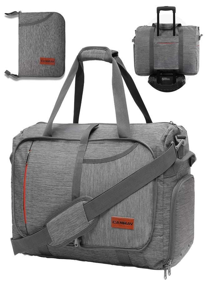 Canway 65L Travel Duffel Bag, Foldable Weekender Bag with Shoes Compartment for Men Women Water-proof & Tear Resistant, Textured Grey, 65L, Foldable Duffle Bag for Travel - Image 1