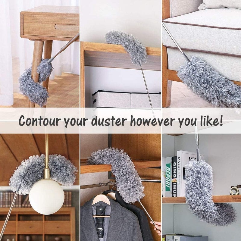 Jebblas Microfiber Dusters for Cleaning with Extension Pole (30-100 inches) Scratch-Resistant Cover, Bendable, Washable, Detachable, Extendable Duster for Cleaning Ceiling Fan - Image 3
