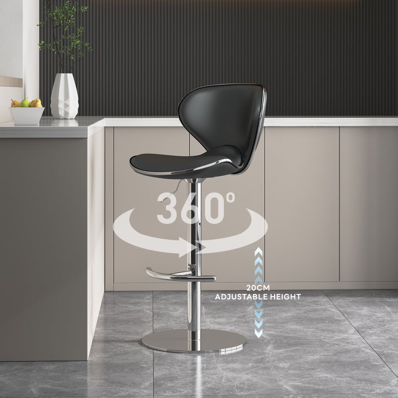 Sharpdo 2-Piece Bar Stool Set, Nappa Leather High Back Bar Stool, Comfortable and Adjustable High Bar Stool, 360° Rotation, Suitable for Home Kitchen Counter Restaurant High Stool - Image 4