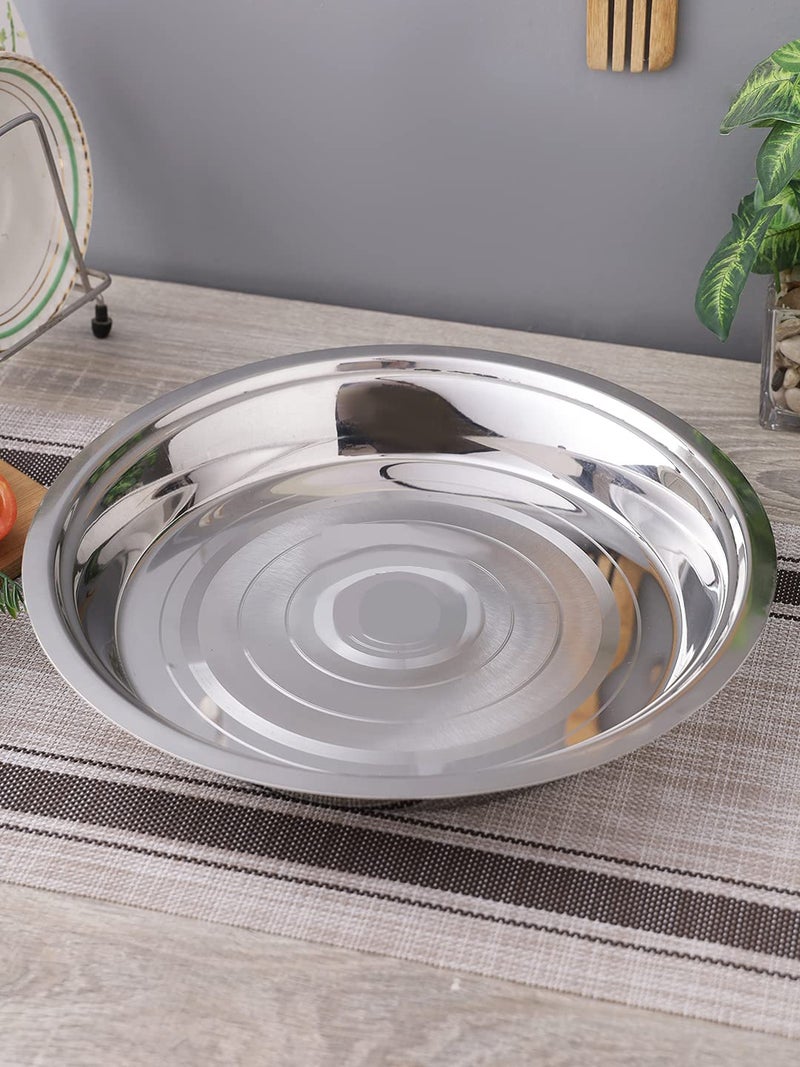 Neelam neelam Stainless Steel 14 22G Diamond Parat 29 cm Silver Durable Elegant Round Parat with Diamond Pattern Ideal for Mixing Kneading Serving Perfect for Daily Use Special Occasions - Image 1