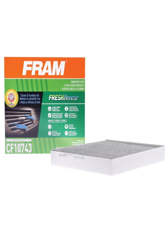 FRAM Fresh Breeze Cabin Air Filter Replacement for Car Passenger Compartment w/Arm and Hammer Baking Soda, Easy Install, CF10743 for Select Chrysler and Nissan Vehicles, white - Image 1