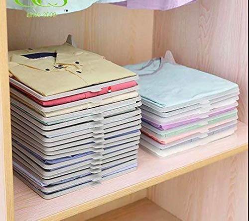 MECHDEL Mechdel Plastic Closet Drawer Wardrobe Organizer Cabinet Folding Board for Shirts TShirt Jeans Storage Rack MilkWhite Pack Of 10  - Image 5