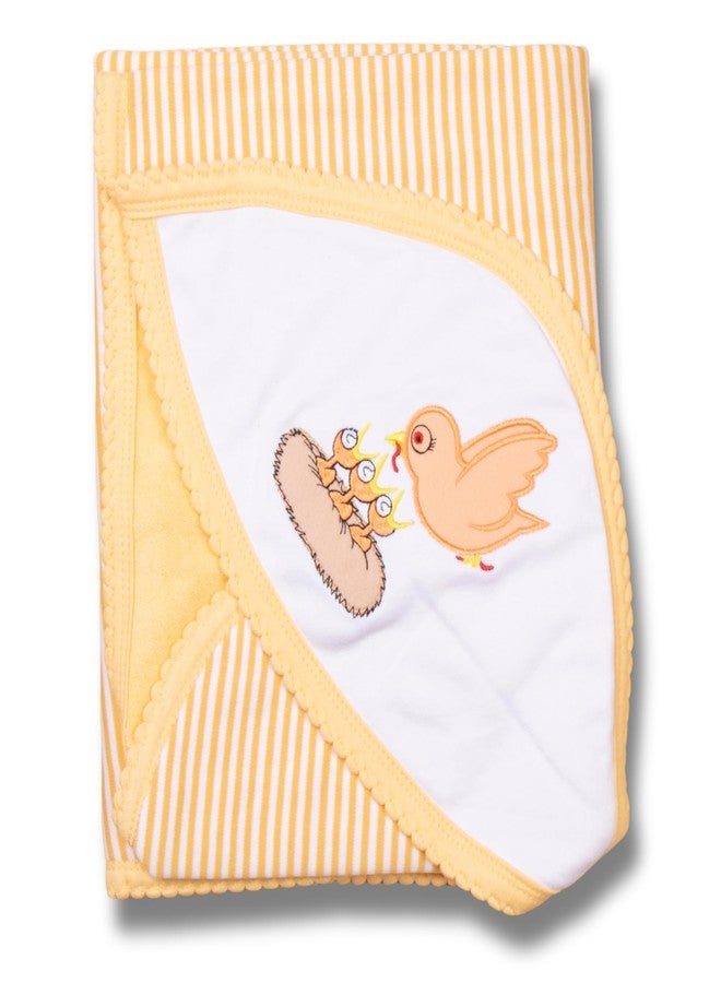 Tinycare Cotton Bath Hooded Towel for New Born, Extra Soft Outside Interlock Stripes Inside Terry, Printed Towel for Kids/Toddler/Infants 72 x 72cm, Quick Absorbent (Peach- Pack of 1) 0-12 Months - Image 1