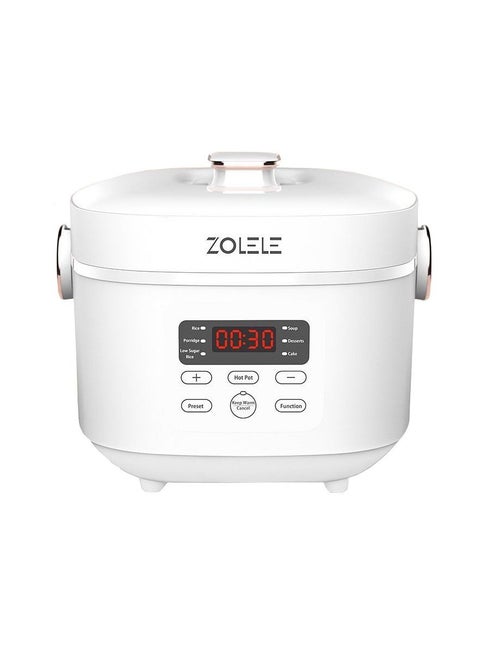 Zolele ZB500 Multifunctional Electric Rice Cooker With 3L Capacity Smart Low Sugar Rice Cooker Micro-Computer Button Double Inner Pot 700W - White