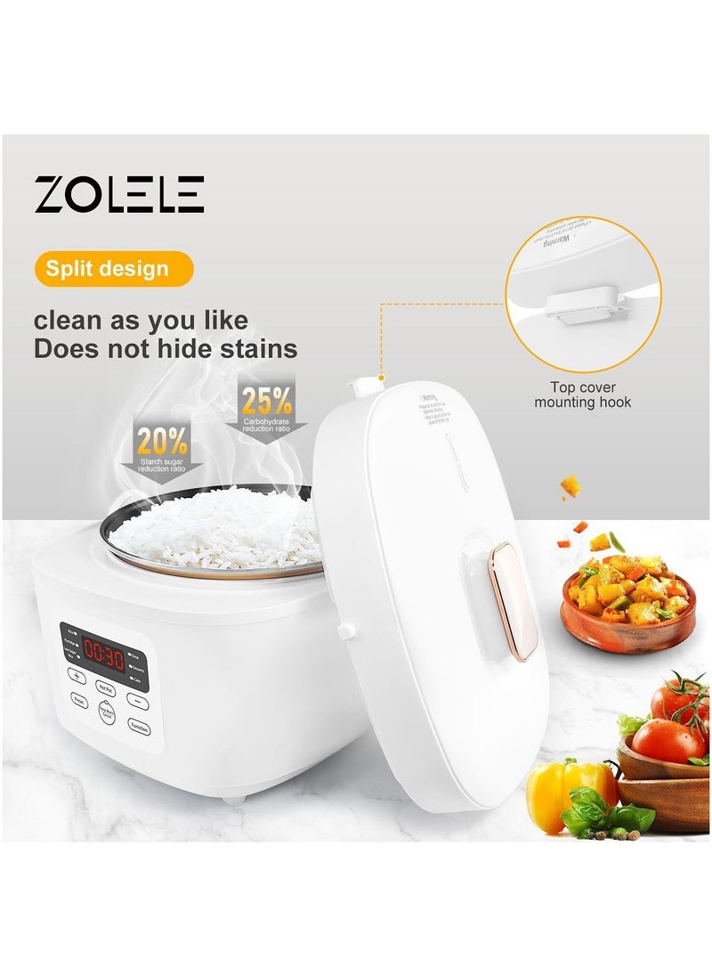 Zolele ZB500 Multifunctional Electric Rice Cooker With 3L Capacity Smart Low Sugar Rice Cooker Micro-Computer Button Double Inner Pot 700W - White