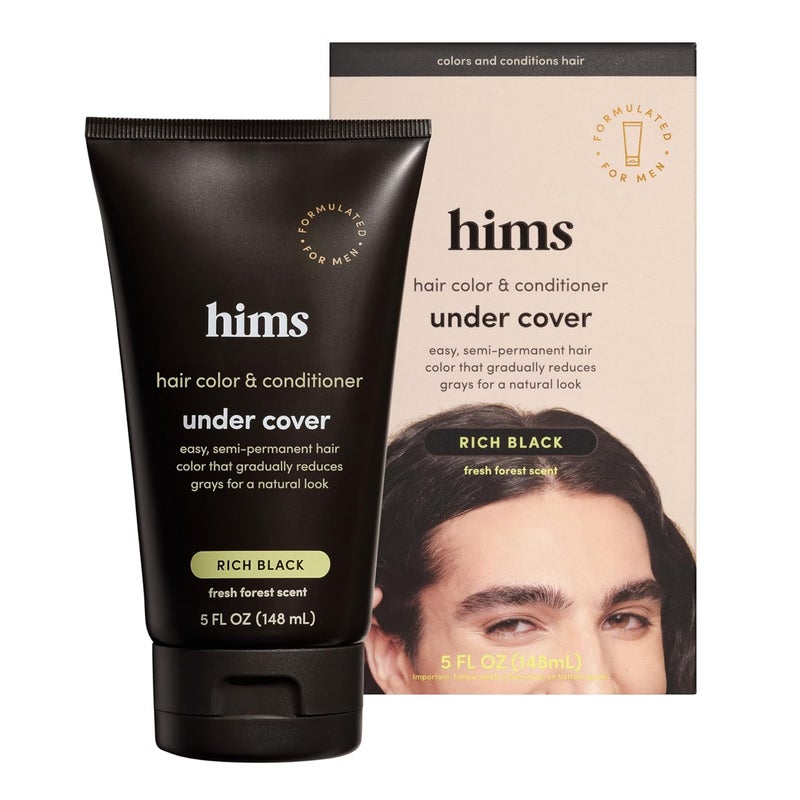 HIMS & HERS HIMS  HERS Under Cover Hair Color  Conditioner  Rich Black Color Depositing Deep Conditioning for Men Blends Grays SemiPermanent Fresh Forest Scent 5 fl oz