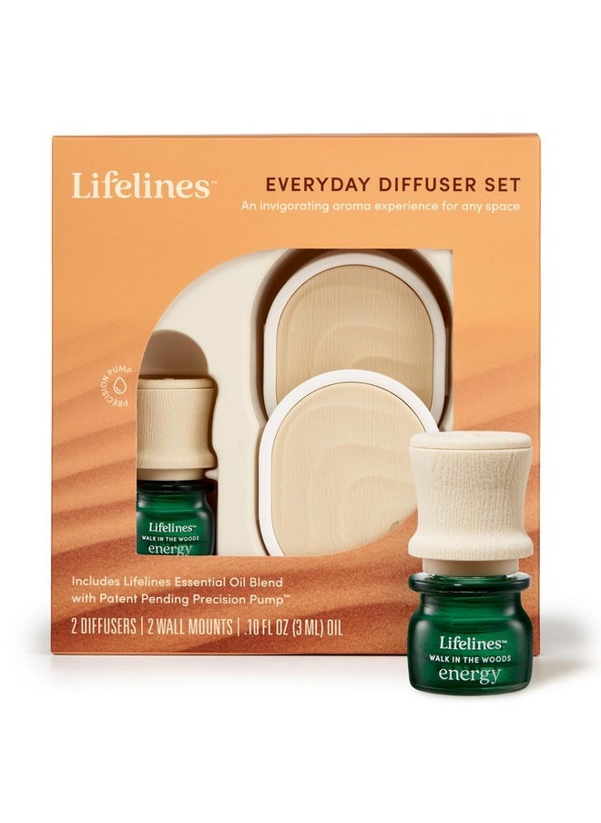 LifeLines Everyday Portable Essential Oil Diffusers 2Pack Scent Diffuser For Small Spaces Lifelines “Walk In The Woods” Essential Oil Blend 7.5 Ml Included  - Image 1