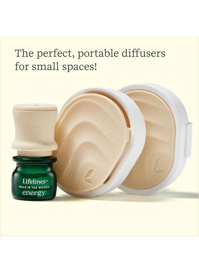 LifeLines Everyday Portable Essential Oil Diffusers 2Pack Scent Diffuser For Small Spaces Lifelines “Walk In The Woods” Essential Oil Blend 7.5 Ml Included  - Image 2