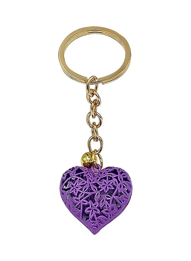 Loquat Hollow Out Heart Bell Pendant Key Ring