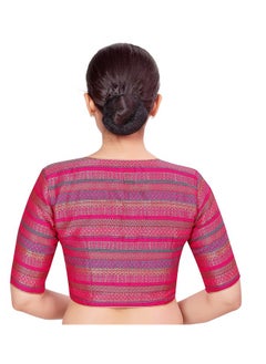 Studio Shringaar Studio Shringaar Women's Multi-Coloured Brocade Readymade Saree Blouse (Multi-Color, 48)  - Image 2