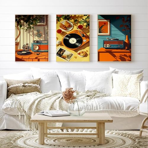 cupmod 6 Packs Vintage Music Paint by Numbers Kit for Adults,Retro Funny Adults Paint by Number Kits on Canvas Without Frame,Easy Acrylic Oil Painting by Numbers Kit for Home Wall Decor 9.8x13.8inch - Image 3