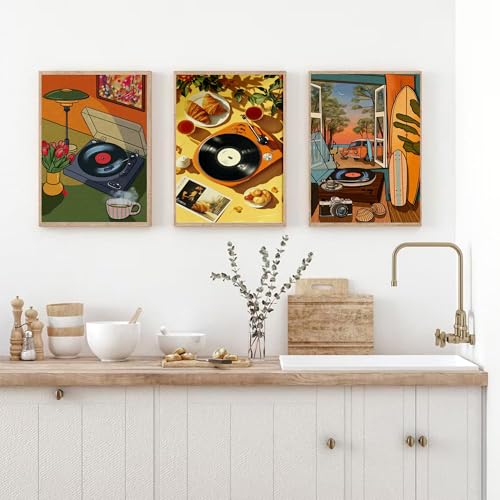 cupmod 6 Packs Vintage Music Paint by Numbers Kit for Adults,Retro Funny Adults Paint by Number Kits on Canvas Without Frame,Easy Acrylic Oil Painting by Numbers Kit for Home Wall Decor 9.8x13.8inch - Image 5