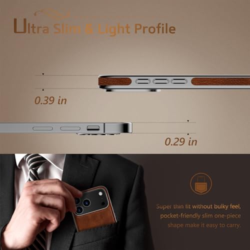 LOHASIC for iPhone 17 Pro Max Case, Classic Leather Strong Magnetic Business Style Compatible with MagSafe Protective Cases Men Women Cover 2025, Dark Brown - Image 4