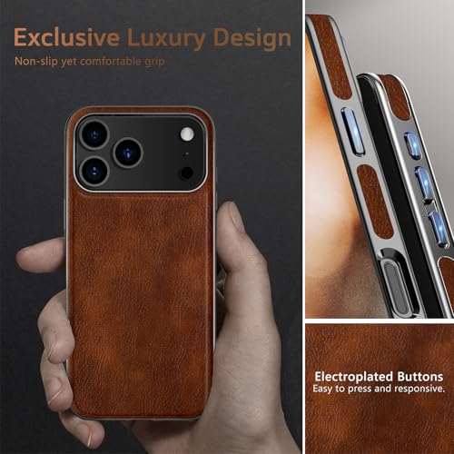 LOHASIC for iPhone 17 Pro Max Case, Classic Leather Strong Magnetic Business Style Compatible with MagSafe Protective Cases Men Women Cover 2025, Dark Brown - Image 5