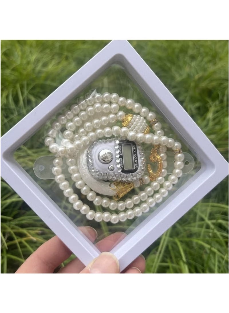 Huitich Digital Elegance 99 Glass Bead Tasbeeh Gift Set with Digital Counter Assorted  - Image 3