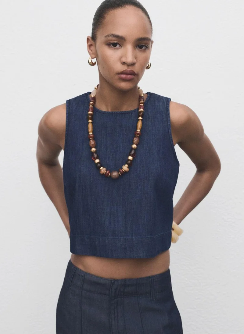MANGO Denim crop top