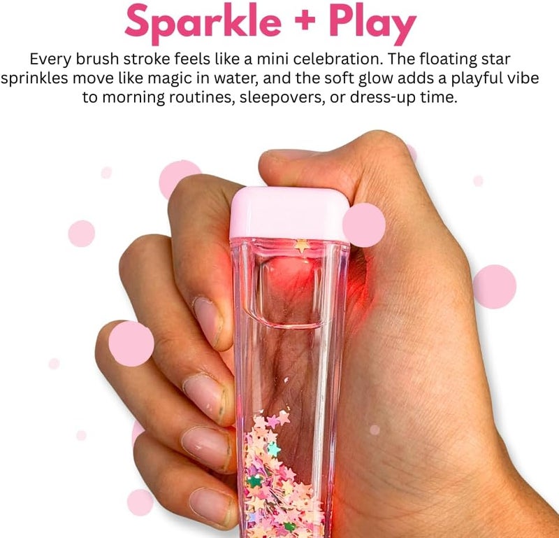 Glitters Kids Sparkle Hair Brush with Floating Star Glitter, Easy-Grip Handle, Flexible Bristles (Pink) - Image 4