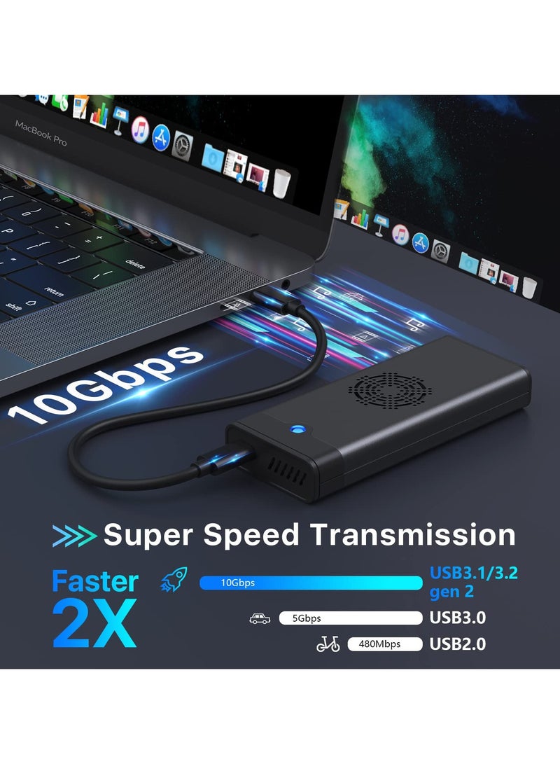 erorex M.2 NVME SATA SSD Enclosure Adapter Reader, with Cooling Fan, Tool-Free USB C 3.1 Gen 2,10 Gbps NVME, 6Gbps SATA,Chips RTL9210B External Solid State Drive for PCIe 2280/2260/2242 M Key - Image 5