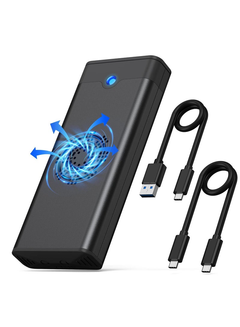 erorex M.2 NVME SATA SSD Enclosure Adapter Reader, with Cooling Fan, Tool-Free USB C 3.1 Gen 2,10 Gbps NVME, 6Gbps SATA,Chips RTL9210B External Solid State Drive for PCIe 2280/2260/2242 M Key - Image 1