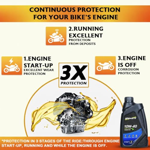 Signate 10W40 Street Race Bike Engine Oil 1L, High Performance Engine Oil for Motor Cycle, Maximum Gear Protection & Efficient Performance Bike Oil (Pack of 2) - Image 2