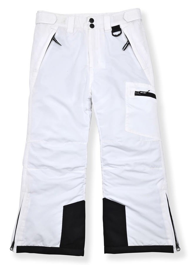 Arctic Quest Insulated Ski and Snow Pants for Boys and Girls, Water Resistant Trousers for Kids White - Image 1