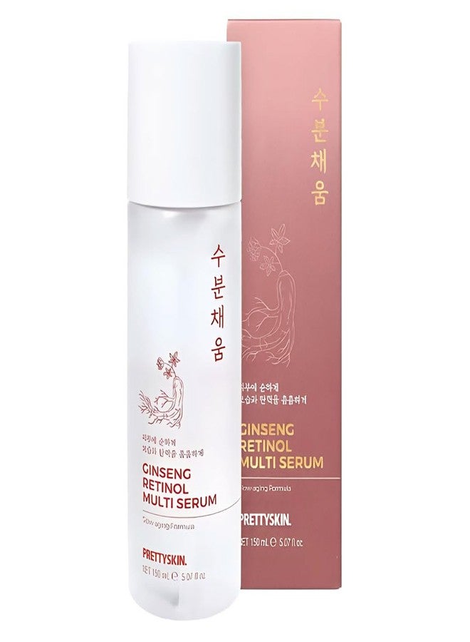 PRETTYSKIN Red Ginseng & Retinol Nourishing Facial Serum - 4-in-1 Toner, Emulsion, Serum & Cream | Moisturizing Daily Korean Skincare for Dry & Sensitive Skin 5.07fl oz (Ginseng) - Image 1