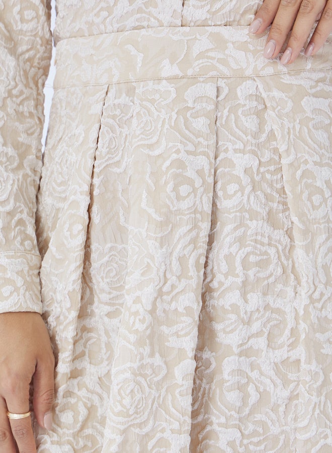 Styli Jaquard Box Pleated A-Line Midi Skirt  - Image 3