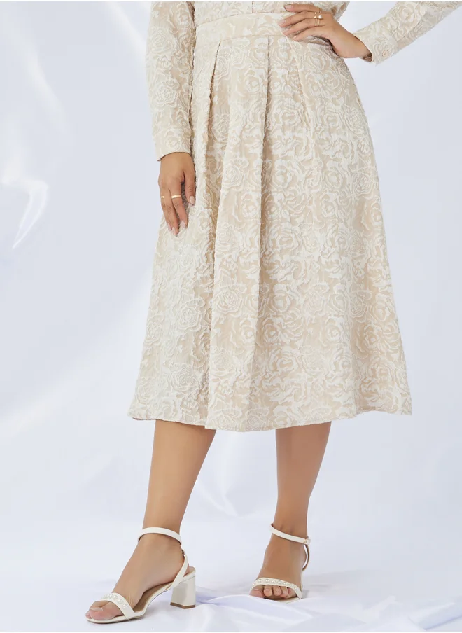 ستايلي Jaquard Box Pleated A-Line Midi Skirt