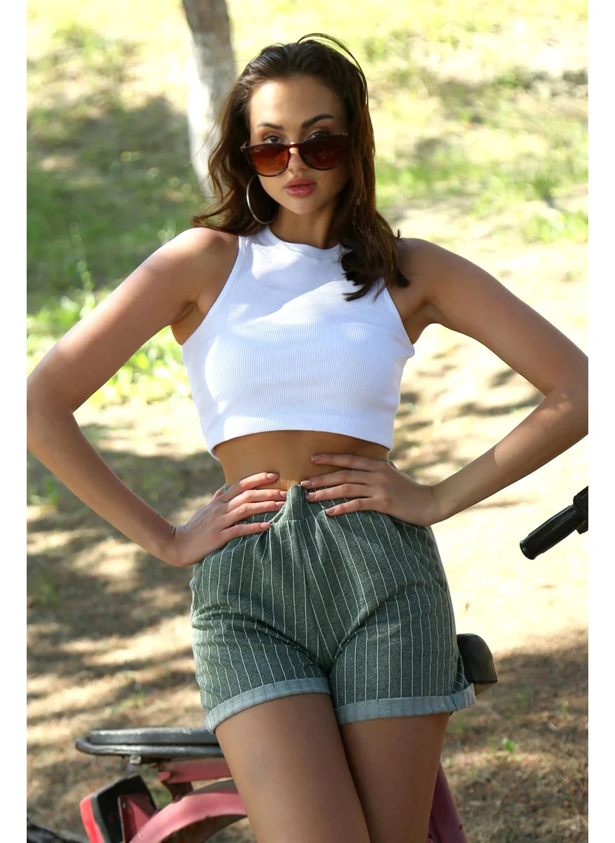 اكبينيز Shorts Crop Green Suit 26550