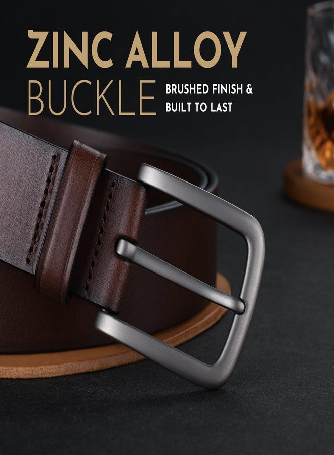 Buffway Men's Leather Belt,1.5" Handmade Top-Grain Leather-Durable,Comfortable,Suitable for Everyday Formal & Casual Wear, Coffee, 34“ - Image 2