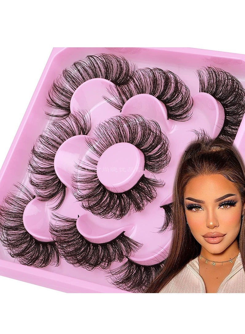 ORiTi 5 pairs of imitation mink false eyelashes curled three-dimensional fried hair fluffy long eyelashes - Image 1