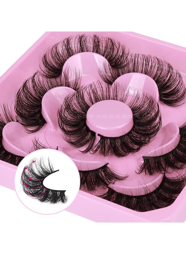 ORiTi 5 pairs of imitation mink false eyelashes curled three-dimensional fried hair fluffy long eyelashes - Image 2