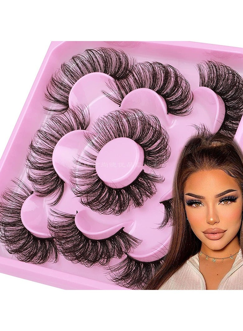 ORiTi 5 pairs of imitation mink false eyelashes curled three-dimensional fried hair fluffy long eyelashes - Image 5
